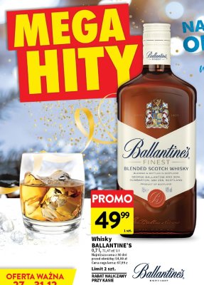 Whisky Ballantine's Blended Scotch Whisky promocja w Intermarche