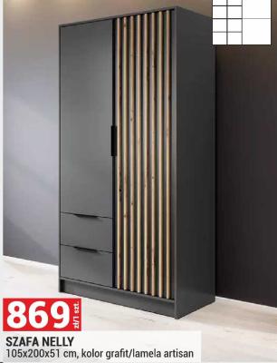 Szafa NELLY 105x200x51 cm, kolor grafit/lamela artisan promocja w Merkury Market