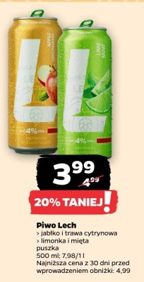 Piwo Lech jabłko i trawa cytrynowa puszka promocja w Netto