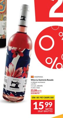 Wino La Sastreria Rosado różowe wytrawne promocja w Makro