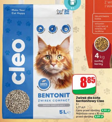 Żwirek dla kota bentonitowy Cleo promocja w Dino