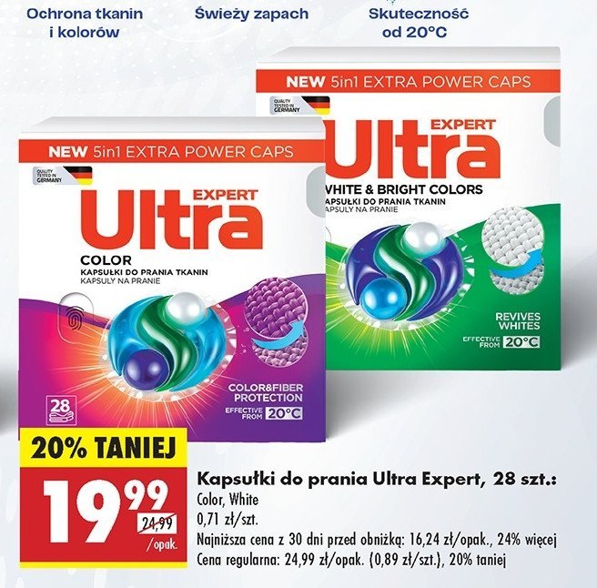 Kapsułki do prania color Ultra expert promocja w Biedronka