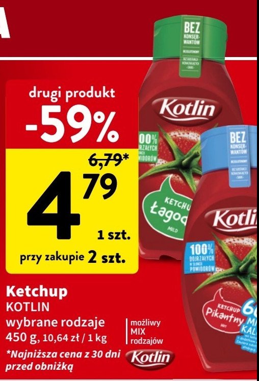 Ketchup pikantny 60% mniej kalorii Kotlin promocja