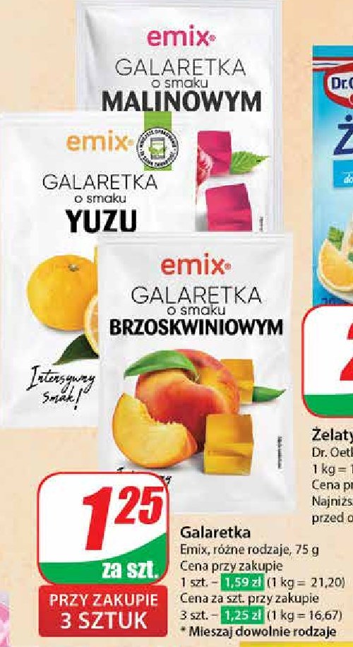 Galaretka brzoskwiniowa Emix promocja w Dino