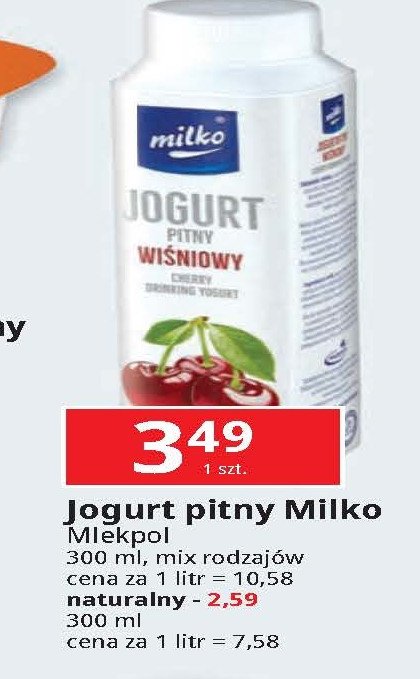 Jogurt wiśnia Milko promocja w Leclerc