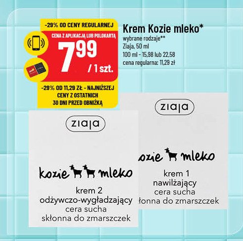 Krem 2 odżywczo-wygładzający Ziaja kozie mleko promocja