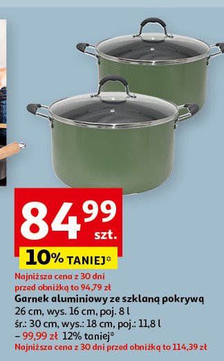 Garnek aluminiowy ze szklaną pokrywą 28 cm promocja