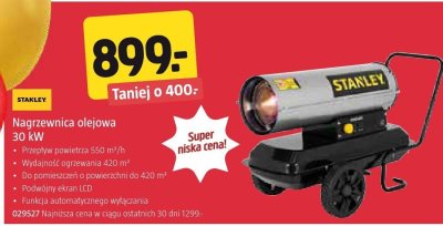 Nagrzewnica olejowa Stanley 30 kW promocja w Jula