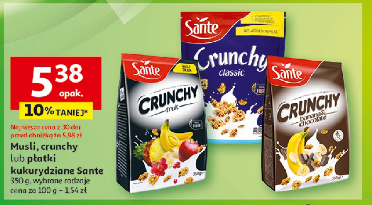 Musli classic Sante crunchy promocja w Auchan