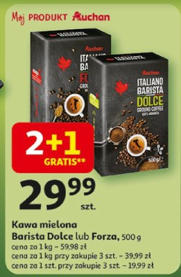 Kawa mielona Barista Dolce lub Forza 2+1 GRATIS Auchan promocja