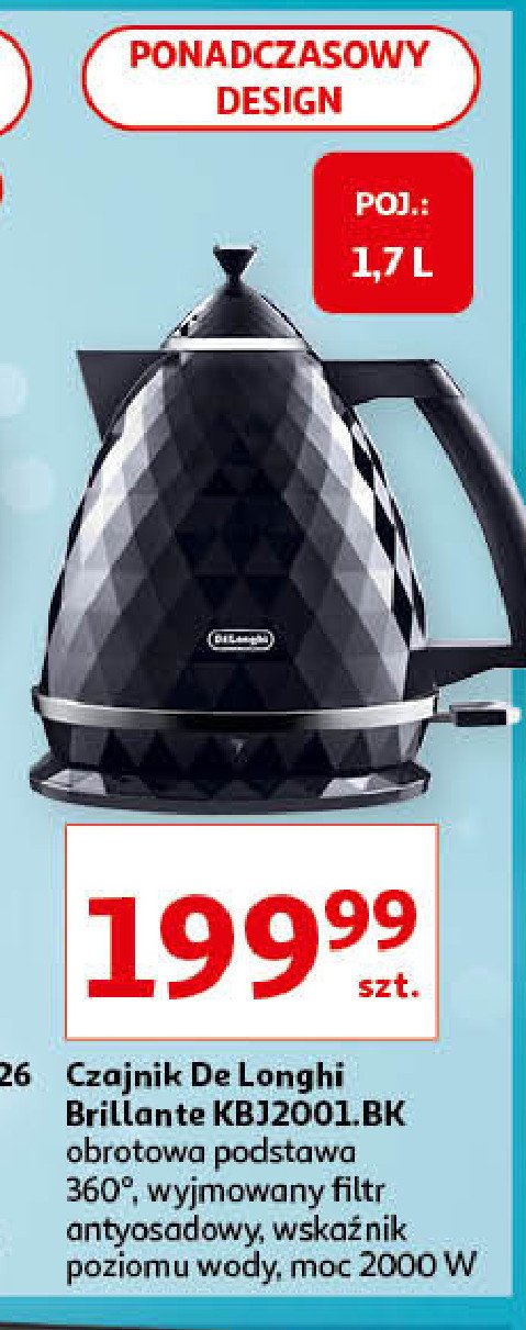 Czajnik brillante kbj 2001 bk De'longhi promocja