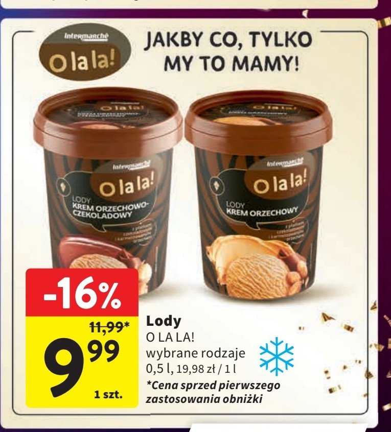 Lody krem orzechowo-czekoladowy O la la! promocja