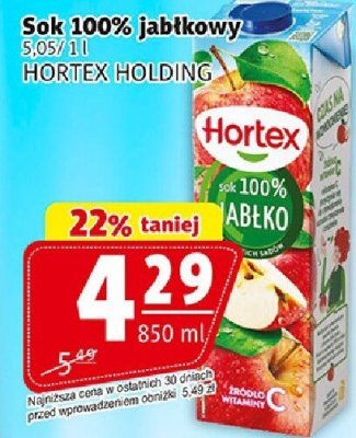 Sok 100% jabłkowy HORTEX HOLDING promocja w Prim Market