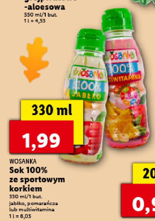 Sok 100% jabłko Wosanka promocja w Aldi