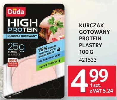 Kurczak gotowany protein plastry Duda High Protein 100g promocja w Selgros