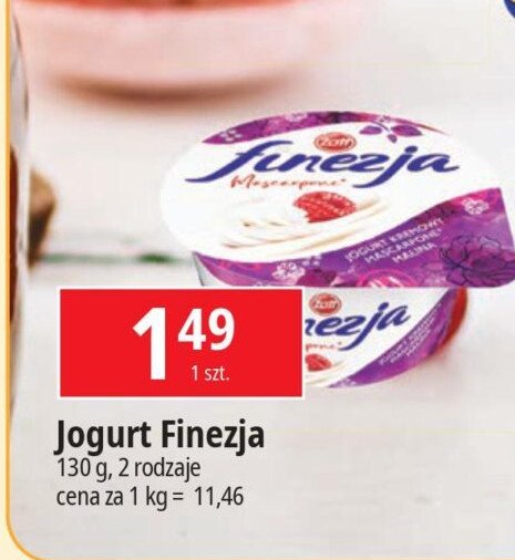 Jogurt mascarpone z maliną ZOTT FINEZJA promocja w Leclerc