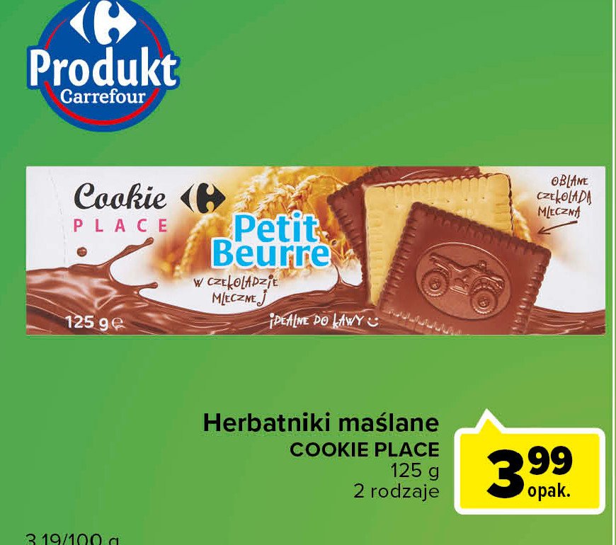 Herbatniki petit beurre w czekoladzie mlecznej Cookie place promocja