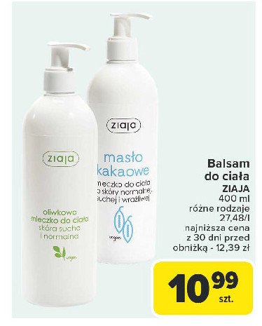 Naturalne oliwkowe mleczko do ciała skóra sucha i normalna Ziaja oliwkowa promocja w Carrefour