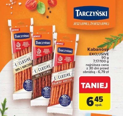 Kabanosy Exclusive 90 g Tarczyński promocja w Carrefour