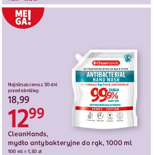 Mydło w płynie antybakteryjne peony & cotton Cleanhands promocja w Rossmann