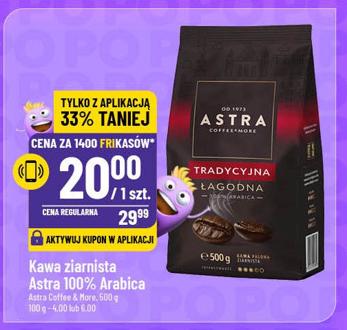 Kawa Astra łagodna 100% arabica Astra caffee promocja