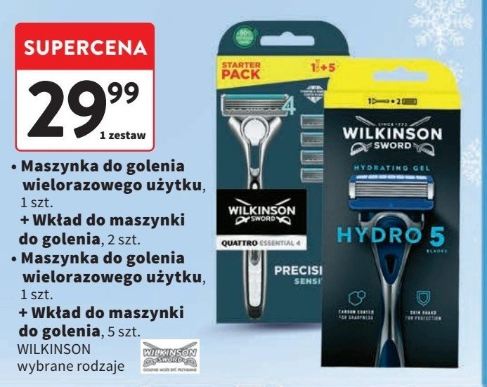 Maszynka do golenia + 2 wkłady Wilkinson hydro connect 5 promocja w Intermarche