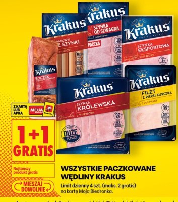 Wędliny Krakus - wszystkie paczkowane promocja w Biedronka