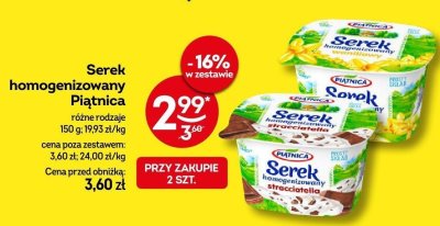 Serek homogenizowany Piątnica różne rodzaje 150 g promocja w Żabka