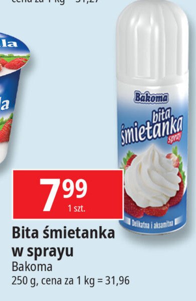 Bita śmietana w sprayu Bakoma śmietanka promocja w Leclerc