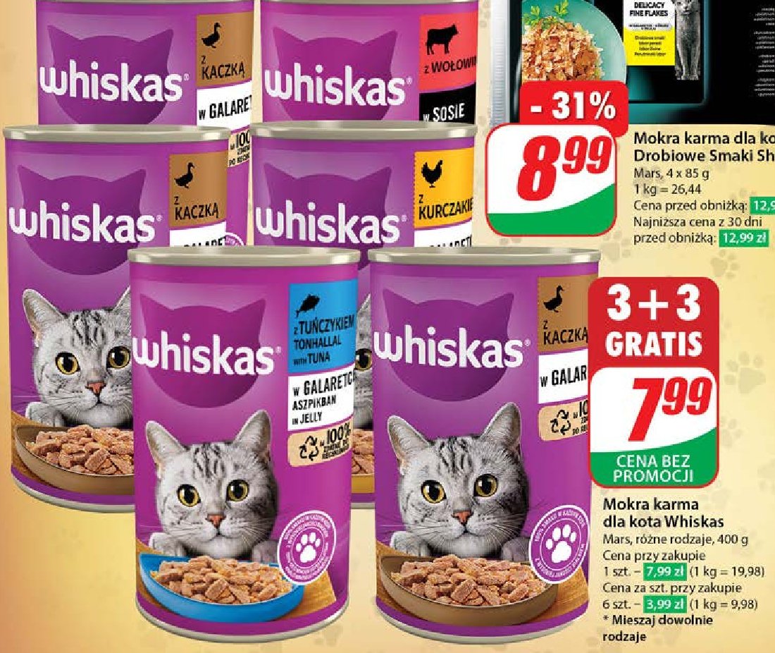 Karma dla kota wołowina Whiskas promocja w Dino