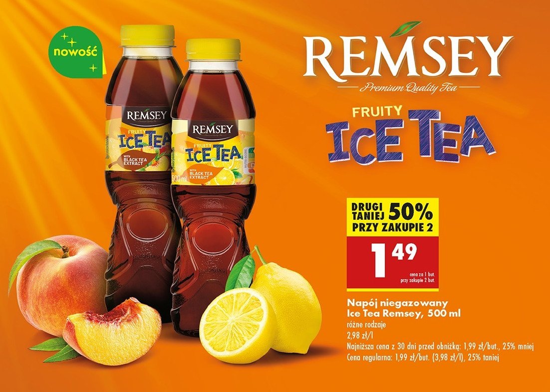 Napój brzoskwiniowy Remsey ice tea promocja