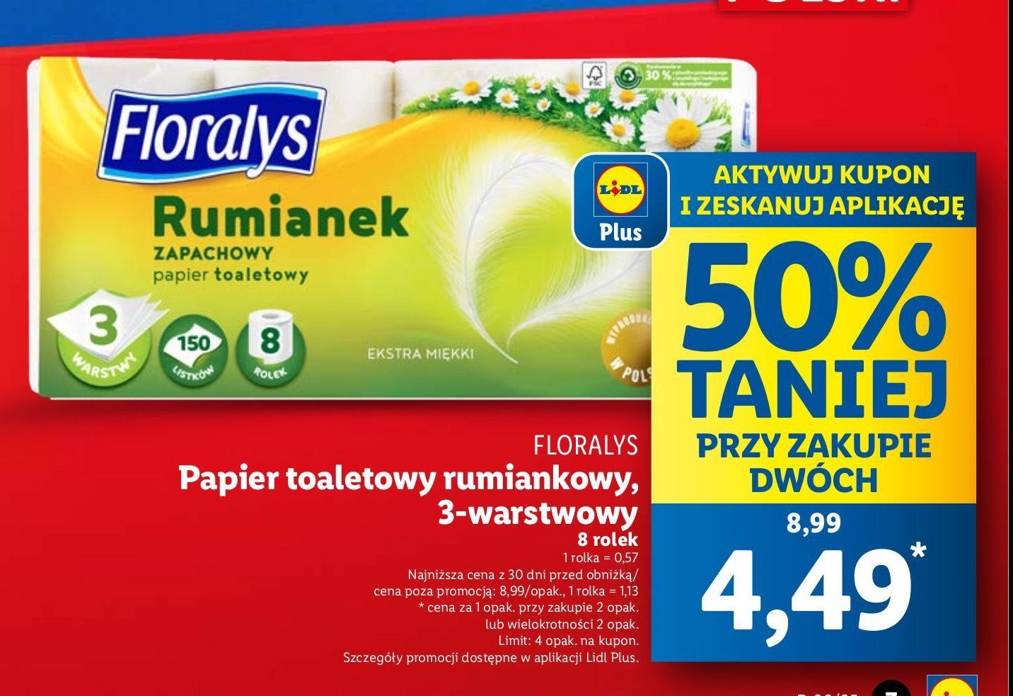 Papier toaletowy rumiankowy Floralys promocja