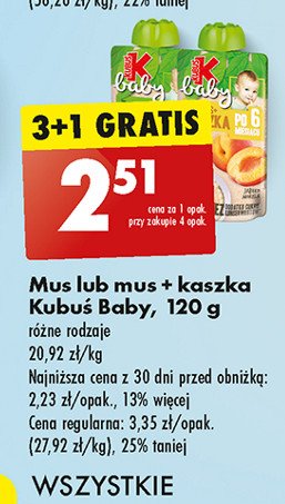 Mus jabłko-brzoskwinia-marchew-banan Kubuś baby promocja