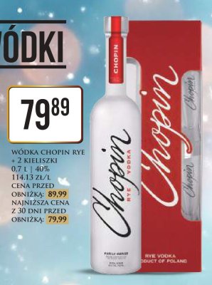 Wódka Chopin Rye + 2 kieliszki 0.7L promocja w Dino
