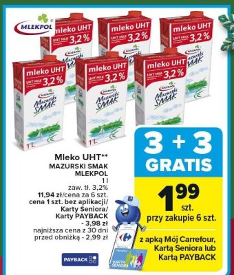 Mleko UHT Mazurski Smak 3,2% promocja w Carrefour