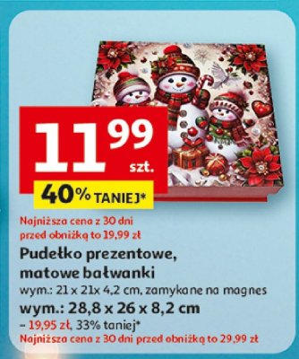Pudełko prezentowe, motowe bałwanki promocja w Auchan