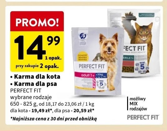 Karma dla psa adult 1+ Perfect fit promocja w Intermarche