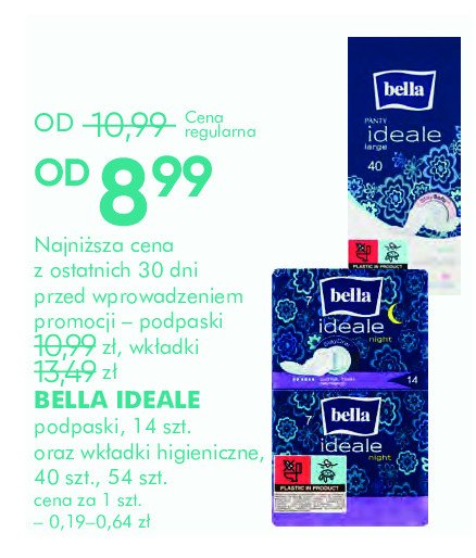 Podpaski ultra thin night Bella ideale promocja w Super-Pharm