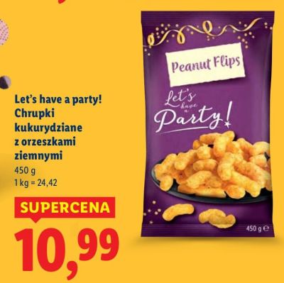 Chrupki kukurydziane z orzeszkami ziemnymi Let's have a party! promocja w Lidl