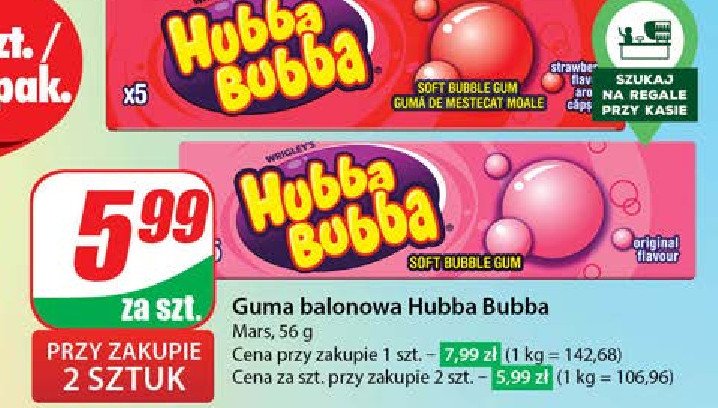 Guma do żucia truskawkowa Hubba bubba promocja