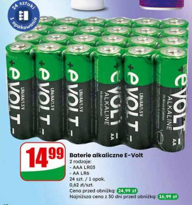 Baterie alkaliczne E-Volt AAA LR03 / AA LR6 promocja w Dino