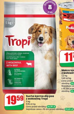 Sucha karma dla psa z wołowiną Tropi promocja w Dino