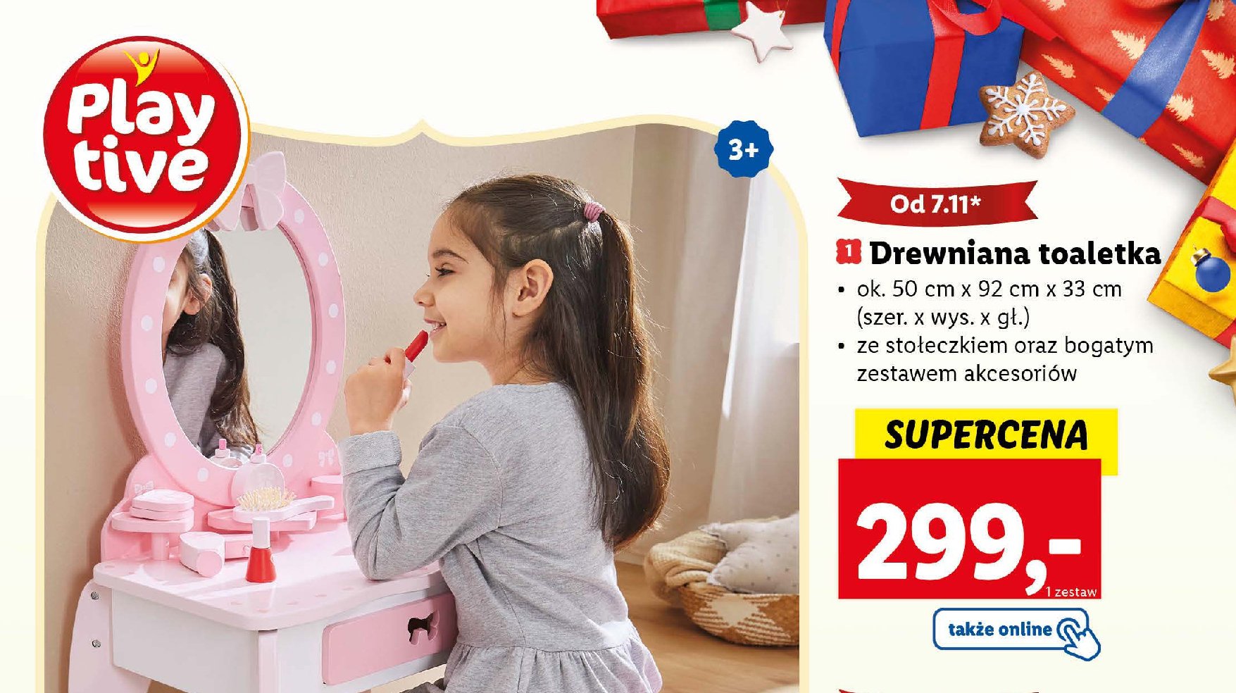 Toaletka drewniana 50 x 92 x 33 cm Playtive promocja