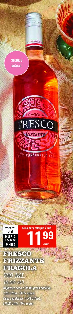 Wino Fresco frizzante fragola promocja w Biedronka