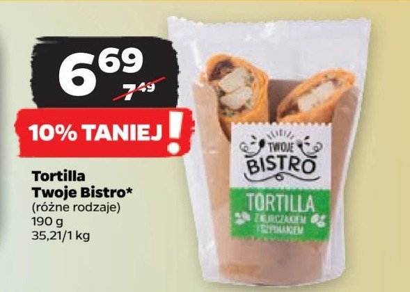 Tortilla z kurczakiem i szpinakiem TWOJE BISTRO promocja