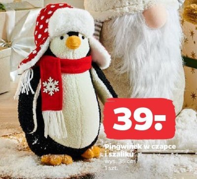 Pingwin w czapce i szaliku wys. 38 cm promocja w Netto