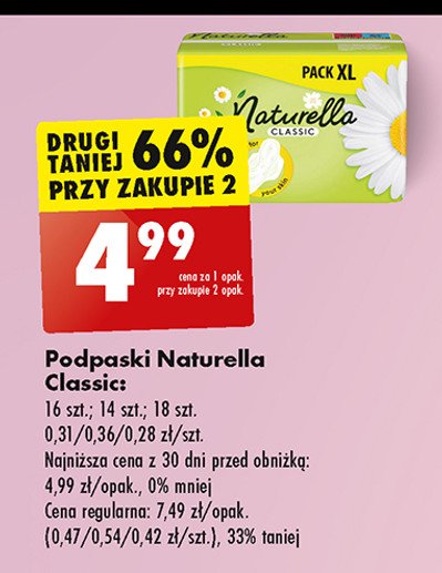 Podpaski higieniczne maxi Naturella classic promocja