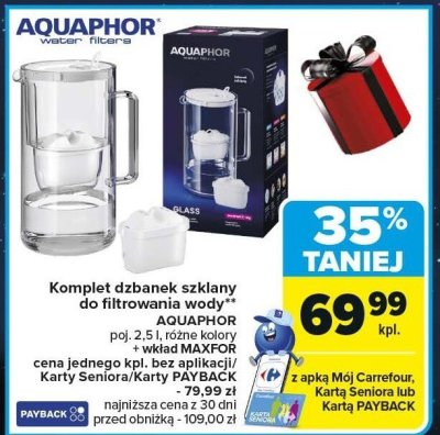 Komplet dzbanek szklany do filtrowania wody Aquaphor promocja w Carrefour