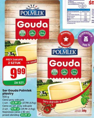 Ser Gouda Polmlek plastry promocja w Dino