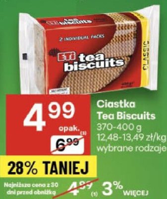 Ciastka Tea Biscuits 370-400g promocja w Delikatesy Centrum
